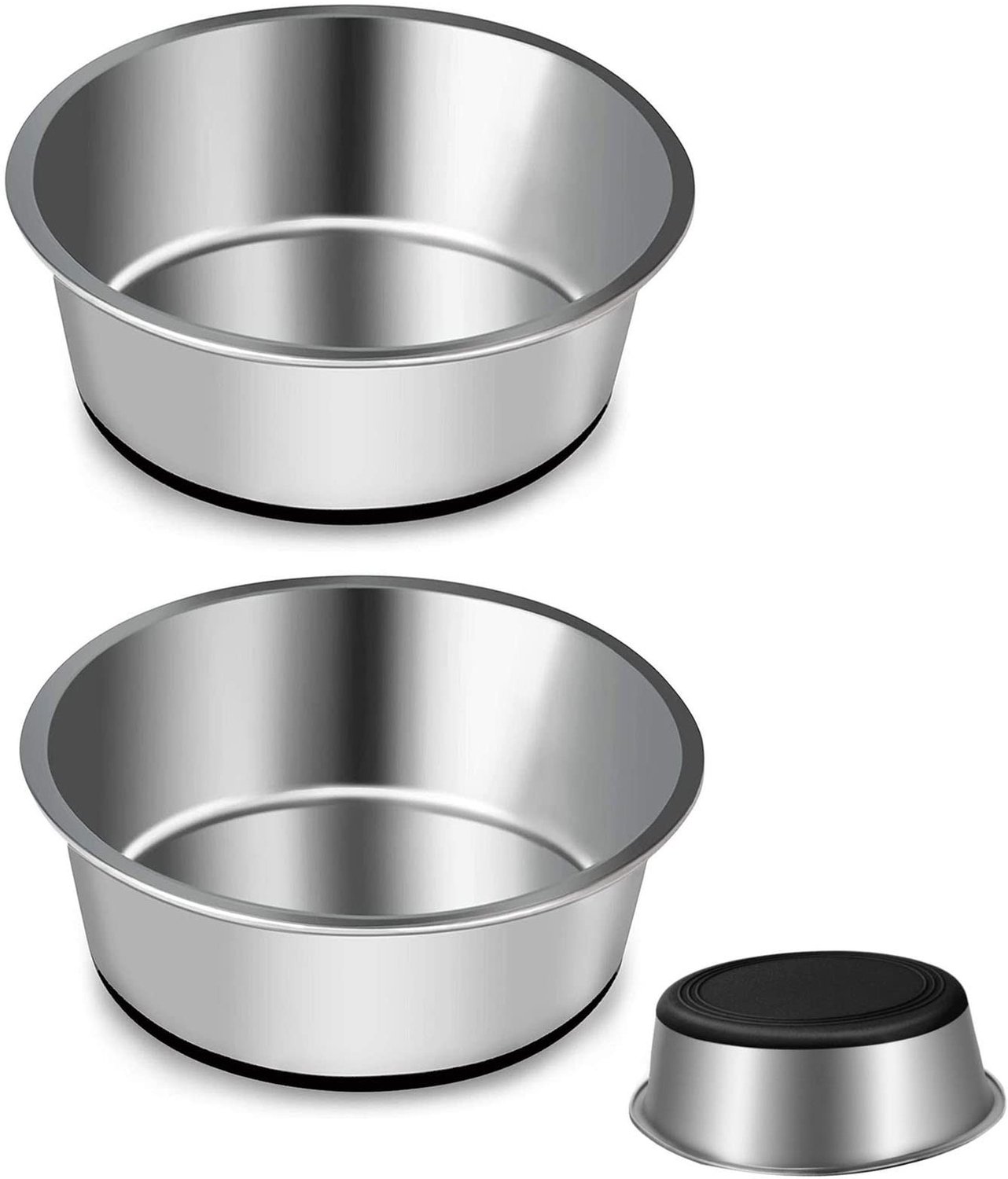 Famanu – Roestvrijstalen hondenbak met antislip siliconen basis, voerbak voor honden en katten, geschikt voor middelgrote en grote huisdieren (S-14 cm