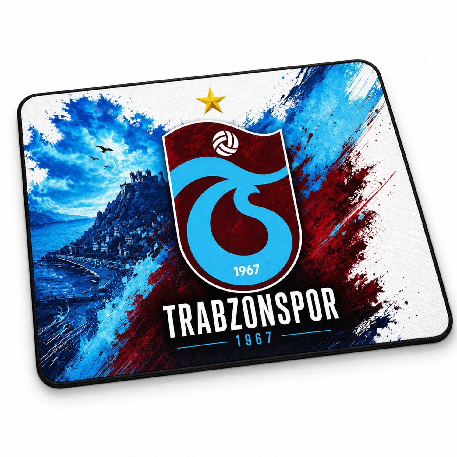Trabzonspor Muismat - Voetbal Fan Bureau Onderlegger 23x19 cm - Bordeaux Blauw 1967 - Antislip Wasbaar met Zwarte Rand - Klein Mousepad voor PC Laptop - Cadeau voor Voetbalfans Jongens Kinderen Supporters