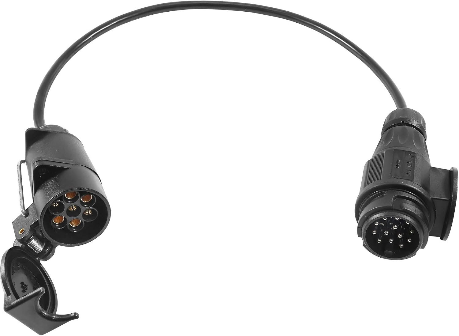 7-polige aanhangwagen verlengkabel, 12V, 50 cm, adapterkabel voor 13-polige naar 7-polige aansluiting, ideaal voor caravans en trailers