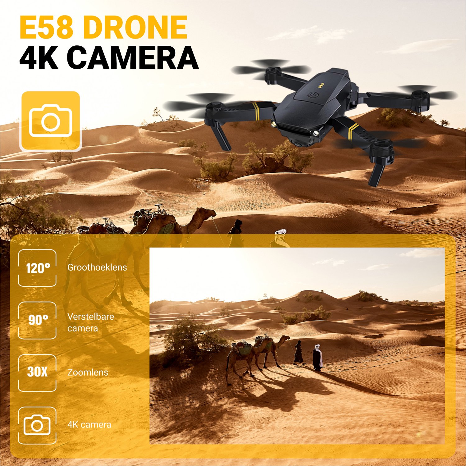 HAWX E58 Drone - Drone met 4K Camera - Mini drone - Voor Kinderen/Volwassenen - Drones - Tot 90 Minuten Vliegen - Incl. 3 Batterijen, Opbergtas, Landing Pad thumbnail 6