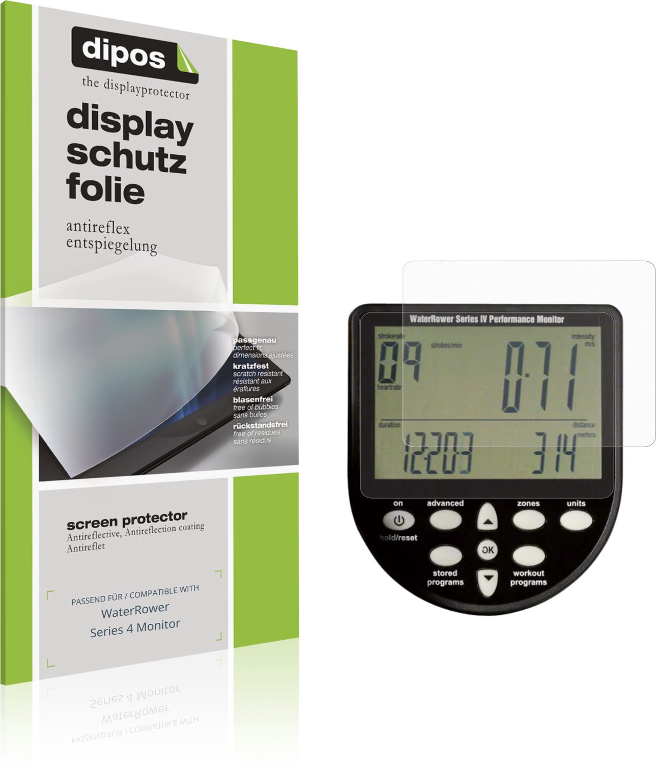 dipos – 4x Matte Beschermfolie geschikt voor WaterRower Series 4 Monitor | Krasbestendige & antireflecterende Screenprotector Ultra-Thin