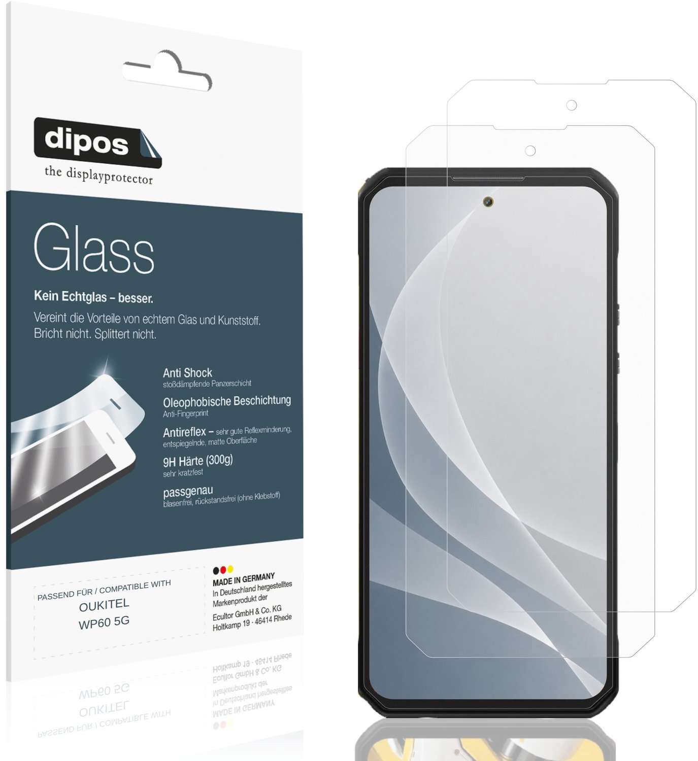dipos – 2x Matte Pantserfolie geschikt voor OUKITEL WP60 5G | 9H Screenprotector