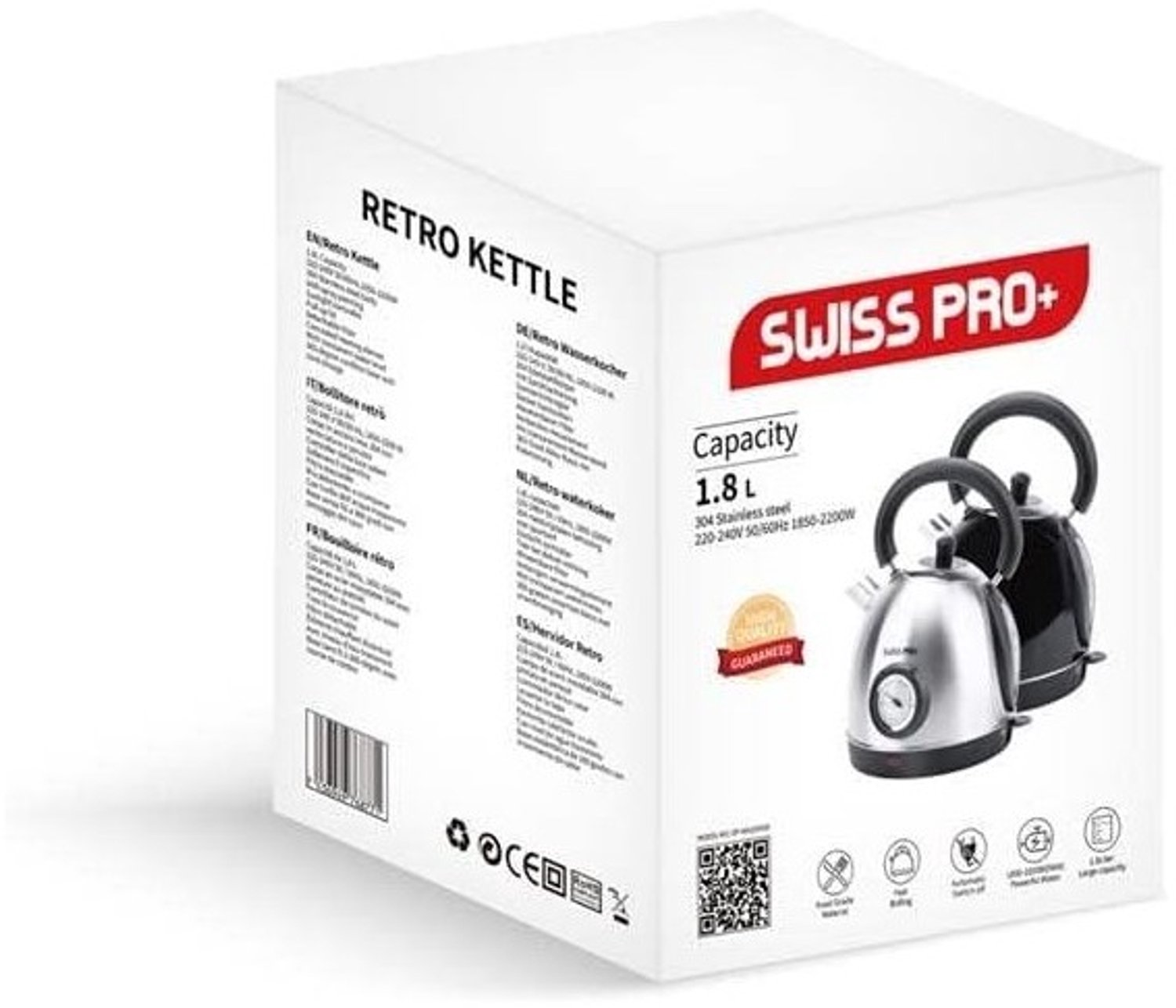 Waterkoker - Roestvrij staal - 2200W - Retro Design - Voor Thuis