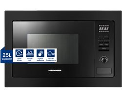 Heinner Inbouw Magnetron – 25 L – 900 W – 1000 W Grill – 5 Vermogensniveaus – Ontdooifunctie – 95 Min Maximale Kooktijd – Digitale Bediening – Zwart