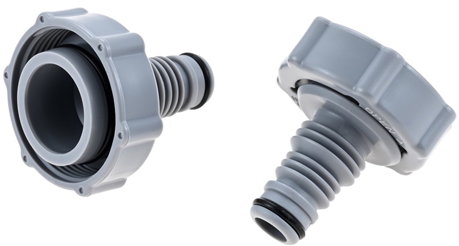 2 stuks P6H1419 Afvoeradapter voor bovengrondse zwembaden van Coleman en Bestway - Vervangende adapter voor zwembadslang - slangadapter - grijs - Ø 32 mm