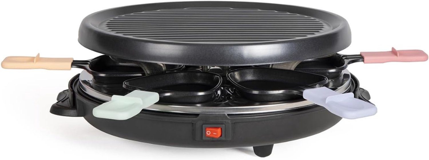 SNJY® Gourmetstel - Gourmetplaat - Gourmet Elektrisch - 6 Personen - 800 W - Zwart