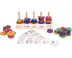 Velmio Houten Sorteerpuzzel voor Kinderen – Kleuren en Vormen Matchen – Educatief Montessori Spel – Geheugen- en Denkspel – Vanaf 3 Jaar