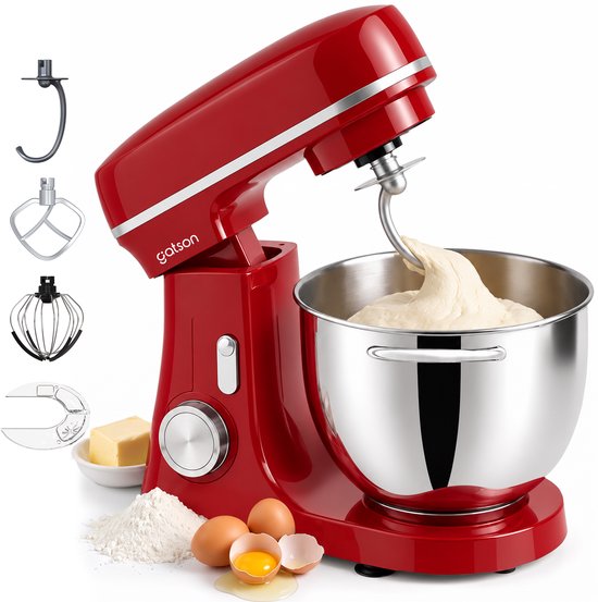 Gatson 2000W Keukenmachine - 6,2L Mengkom - Dubbele Handvatten - Keukenrobot - Keukenmixer - Foodprocessor - Mixer Met Mengkom