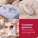 Collage van de Inventum elektrische onderdeken, inclusief deken, bediening en verpakking.