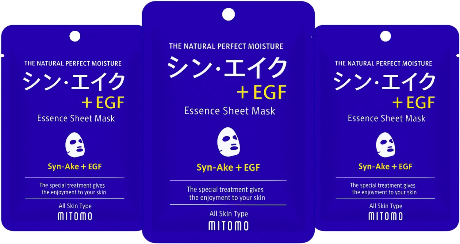 MITOMO Gezichtsmasker Syn-Ake & EGF - Anti Rimpel & Anti Aging Sheet Mask - Gezichtsverzorging - 3 Stuks