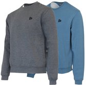 2-Pack Donnay - Fleece sweater ronde hals (Dean) - Sporttrui - Heren - Charcoal-marl/Denim blue (661) - maat M