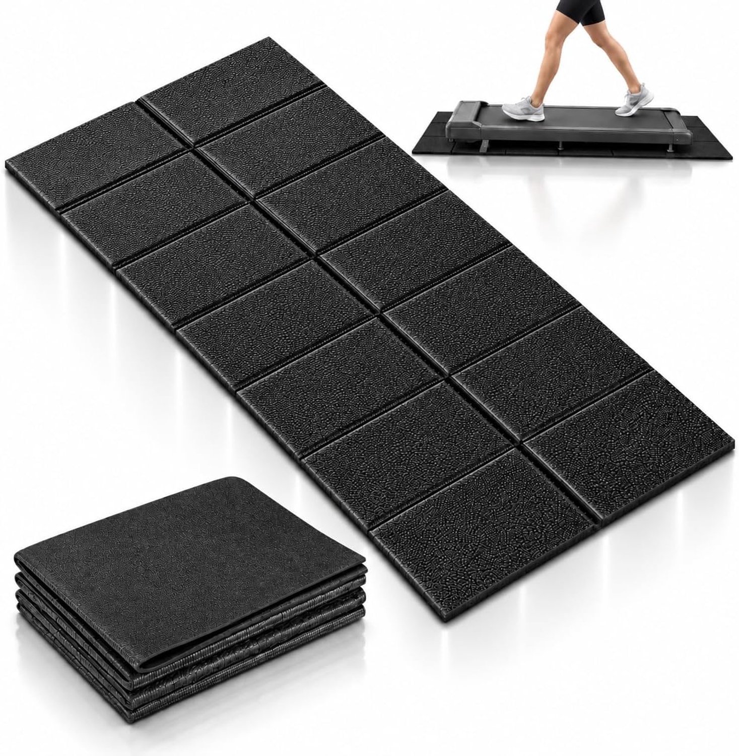 Beschermmat Loopband - Opvouwbare PVC Vloerbeschermingsmat - 140x60cm Zwart, 0,4cm dik voor Wandelpad, Hometrainer en Crosstrainer