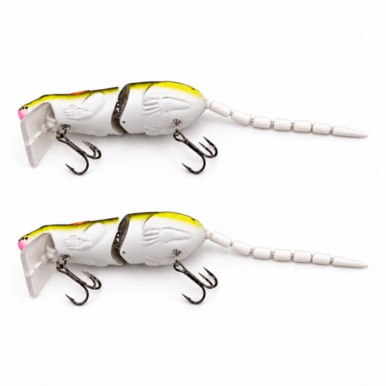 S&D | Kunstaas Rat - 2 stuks / Geel - 15.5cm - Roofvissen - Topwater Floater — afbeelding 5