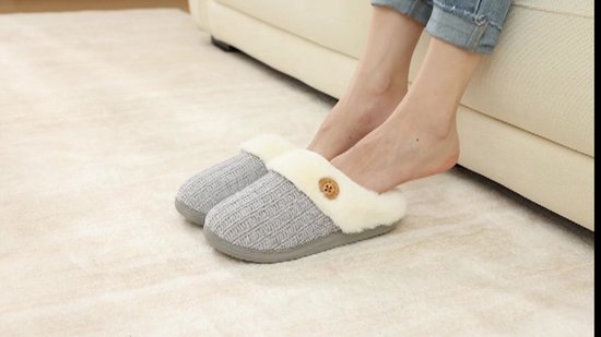 Homaxy - Dames slippers – Warme slippers – Comfortabele katoenen slippers – Pluche Slippers met Traagschuim en Zachte Voering - Lichtgewicht Antislip Pantoffels met Gesloten Teen - Paars - 40-41 - Geschikt voor voetlengte van - 24,8 cm