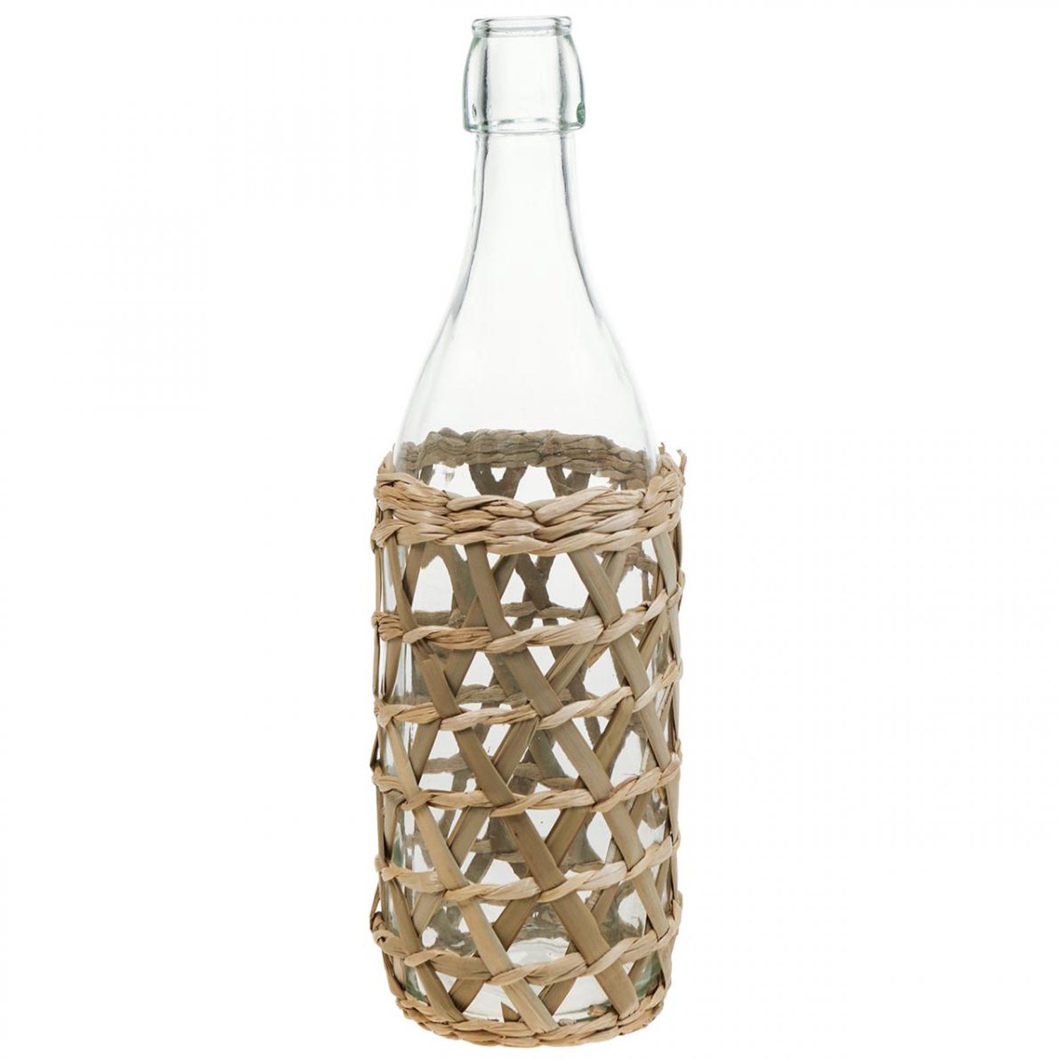 Deco fles glas glazen fles decoratie gevlochten Ø9,5cm H31cm
