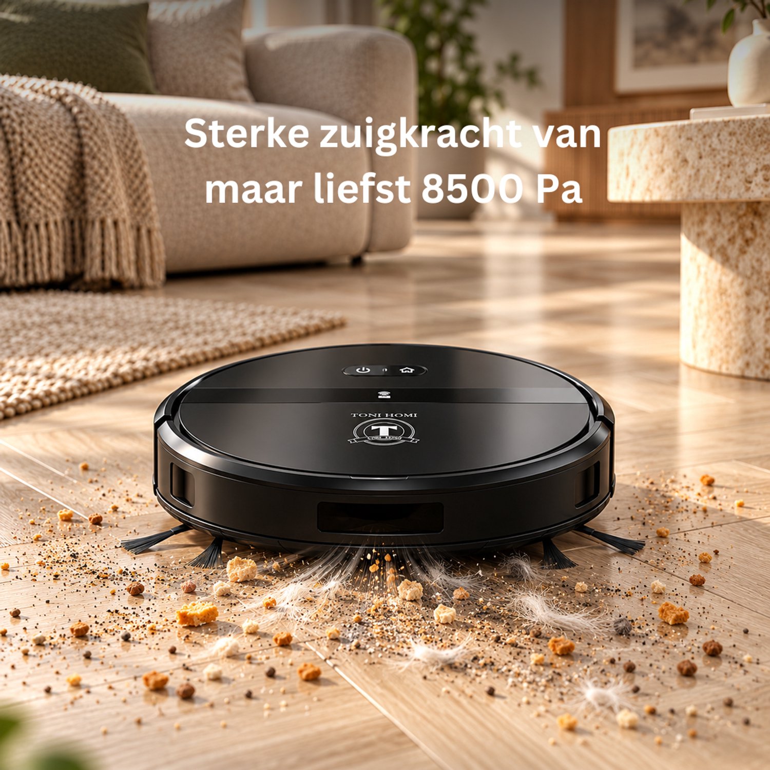 TONIHOMI® G10 - Robotstofzuiger met dweilfunctie - Automatisch opladen - Robotstofzuiger met app - Robotstofzuiger huisdieren - Dweilrobot - Zwart thumbnail 5