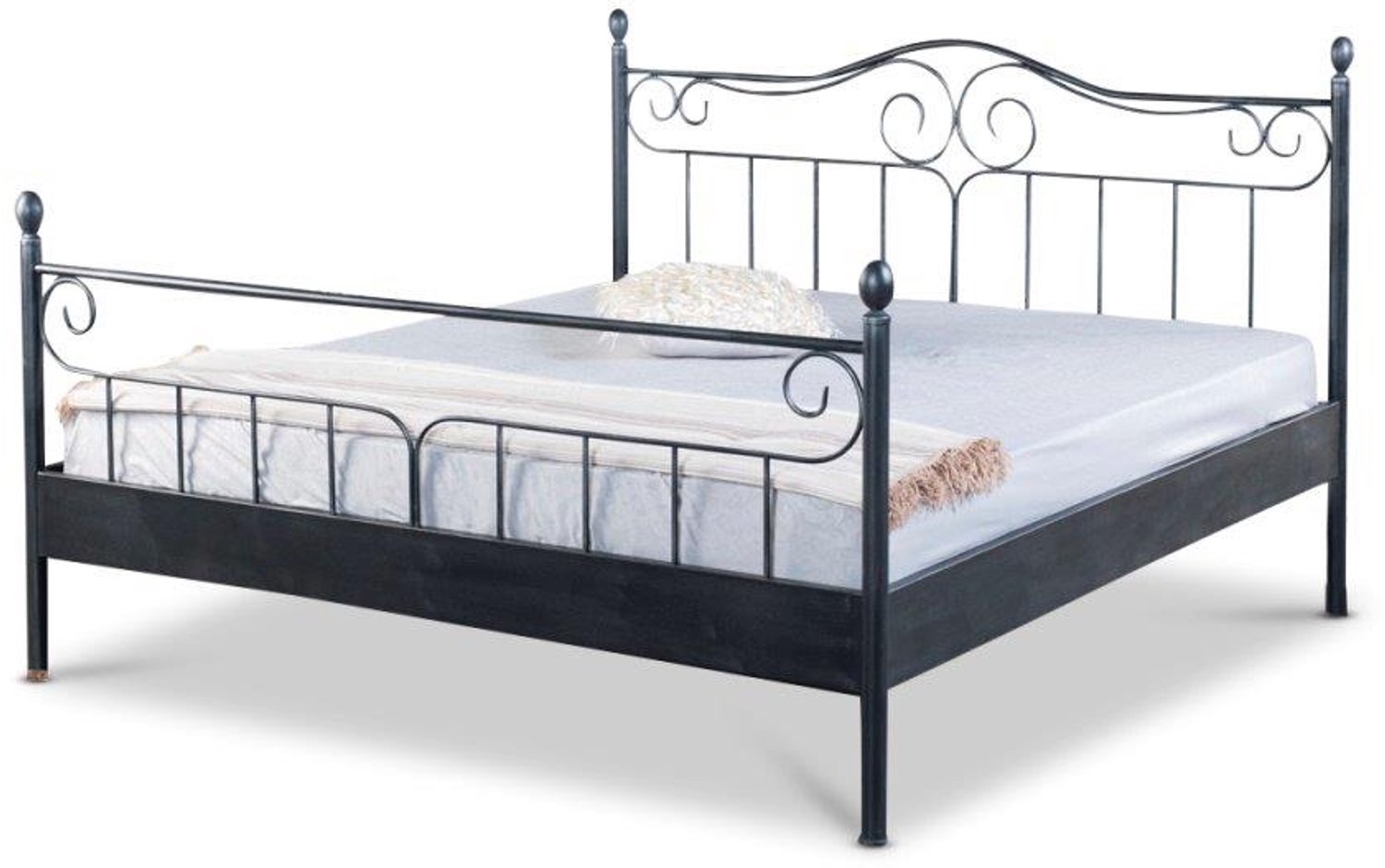 Bed Box Wonen Virginia metalen bed Zwart/Zilver 160x200 cm Zwart - Zilver
