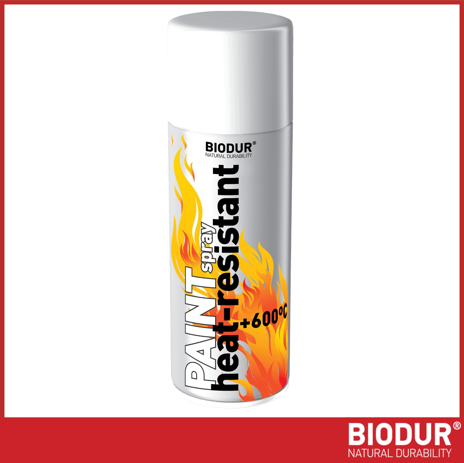 BIODUR Hittebestendige Siliconen Spuitverf - Wit - 400ml - Tot 600°C - Anti-roest - Weersbestendig - Binnen/Buiten
