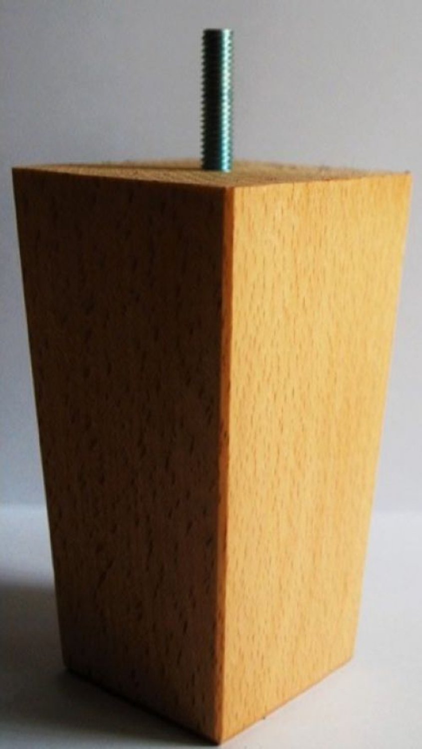 Boxspringpoten model Taurus, set 6 stuks, hout, M8 schroefdraad - 14cm - beuken