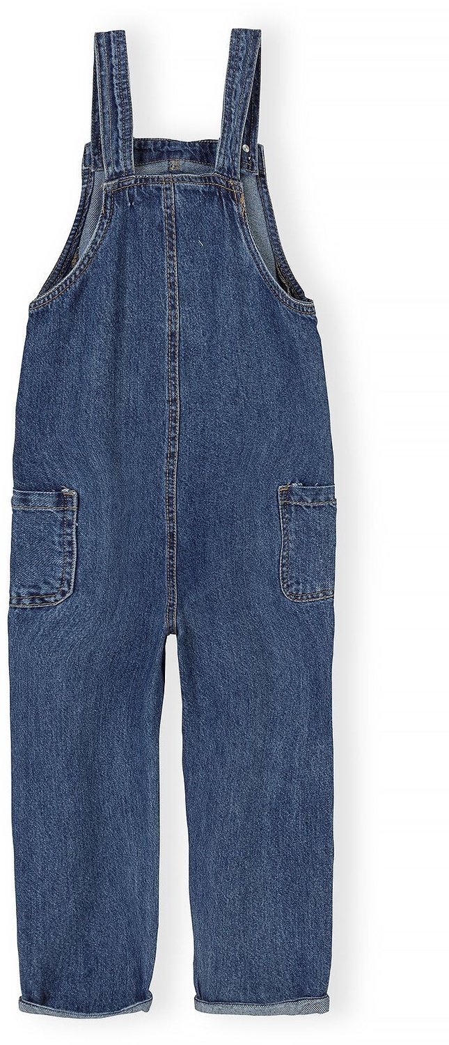 Minoti tuinbroek meisjes – denim – hartje op de borstzak – blauw