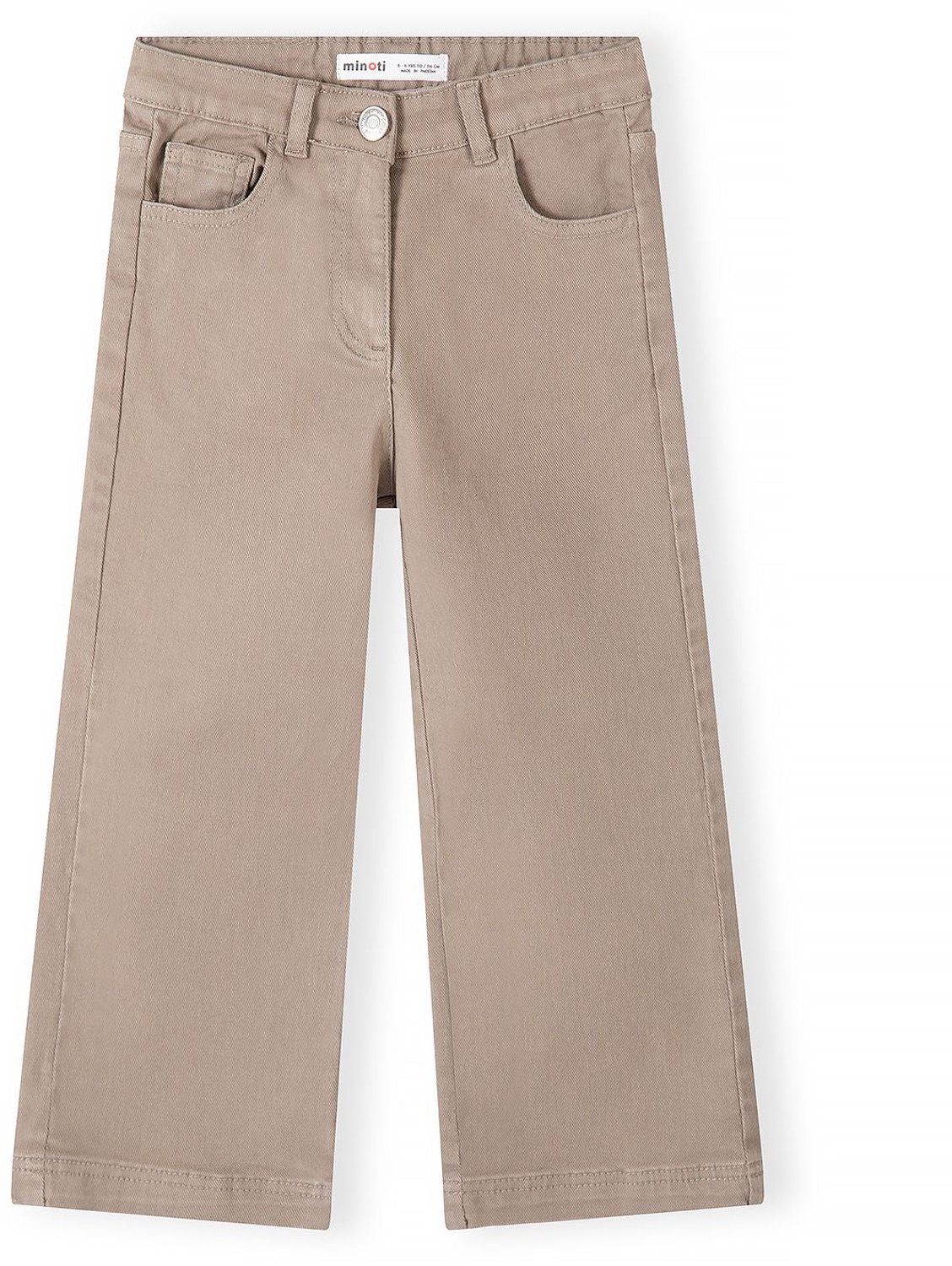 Minoti wijde broek meisjes – vijfzakkenmodel – verstelbare taille – beige