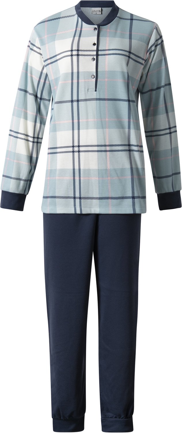Lunatex warme dames pyjama 124284 - extra aangeruwd - donkerblauw