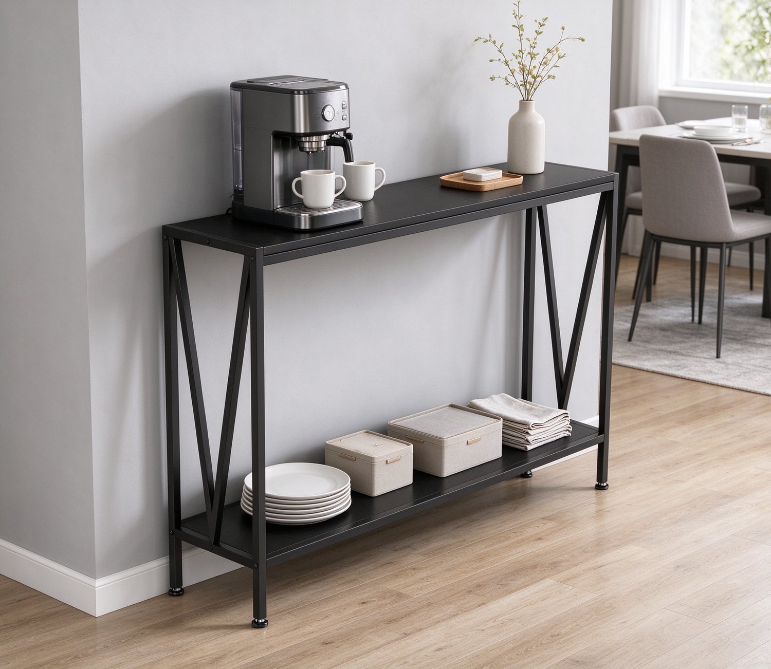 Triumpunpre Konsolentafel Smal 2 Niveaus 43 Inch - Rustiek Industrieel - Met Opbergplanken - voor Gang Woonkamer & Kantoor - Rustiek Bruin