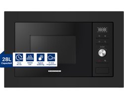 Heinner Inbouw Magnetron – 28 L – 900 W – 1000 W Grill – 5 Vermogensniveaus – Ontdooifunctie – 21 Automatische Programma’s – Digitale Bediening – Zwart
