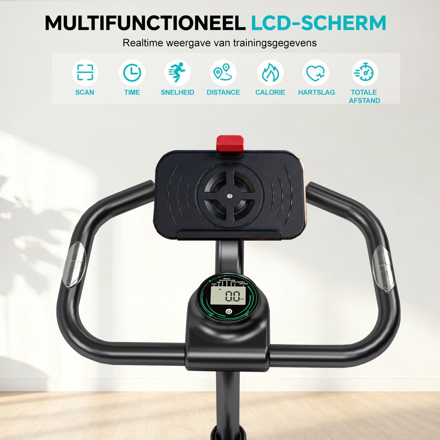 YEE RUN Hometrainer - 0-100% Verstelbare Weerstand Hometrainer Fiets - Hartslagmeting - App-compatibel - Verstelbaar Stuur en Zadel - Max. Belasting 150 kg - LCD Display - Fitness Fiets - Spinningfiets - Hometrainer Fitness thumbnail 3