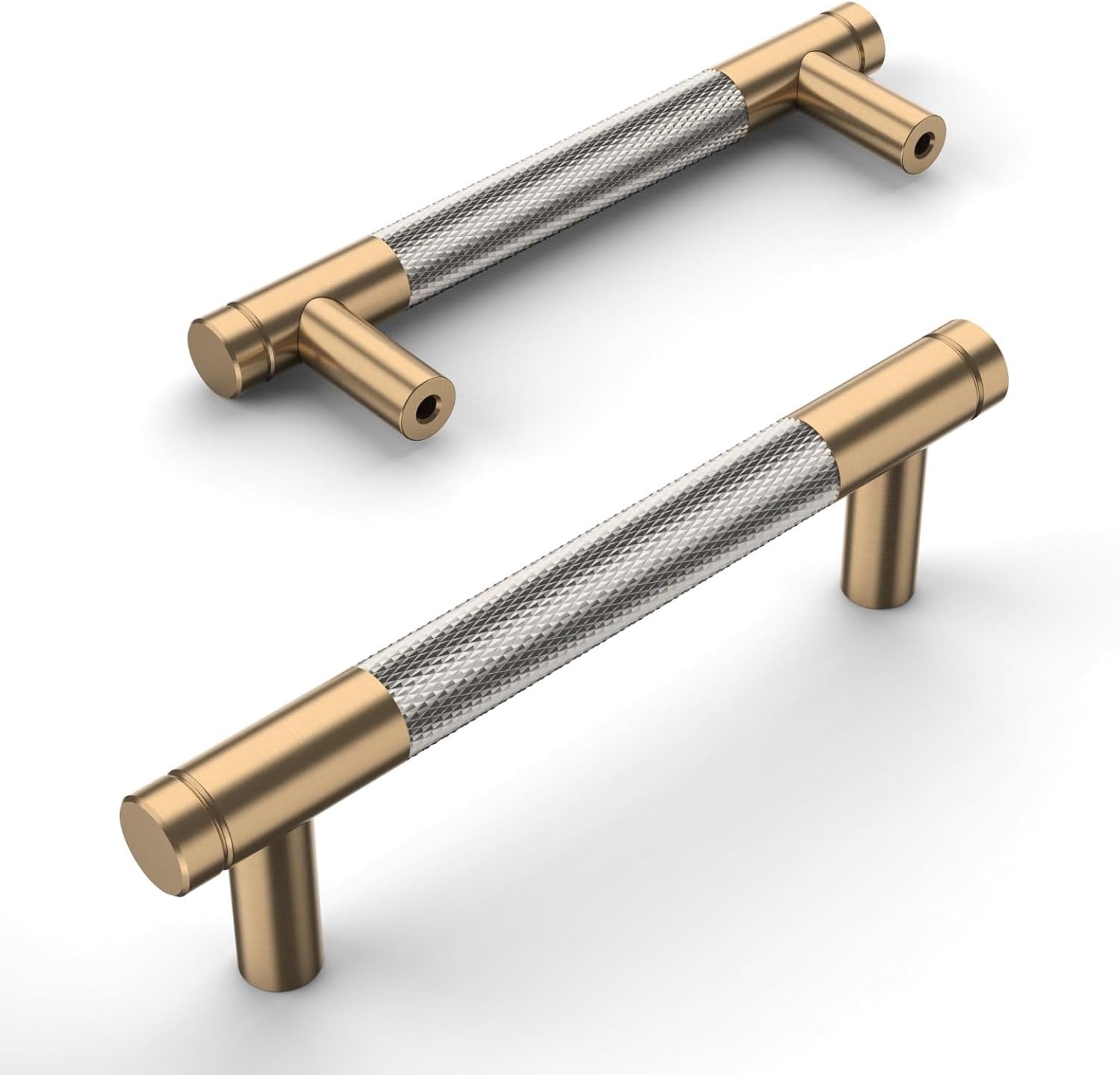 Famanu – Set van 10 Gouden en Grijze Keukenhandgrepen met 96 mm Bevestigingsafstand