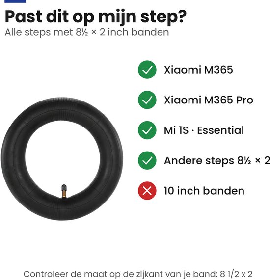 Binnenband voor Elektrische Step - 8 1/2 x 2 - Xiaomi Mi - M365 Pro (Set van 2) van Merkloos — afbeelding 2