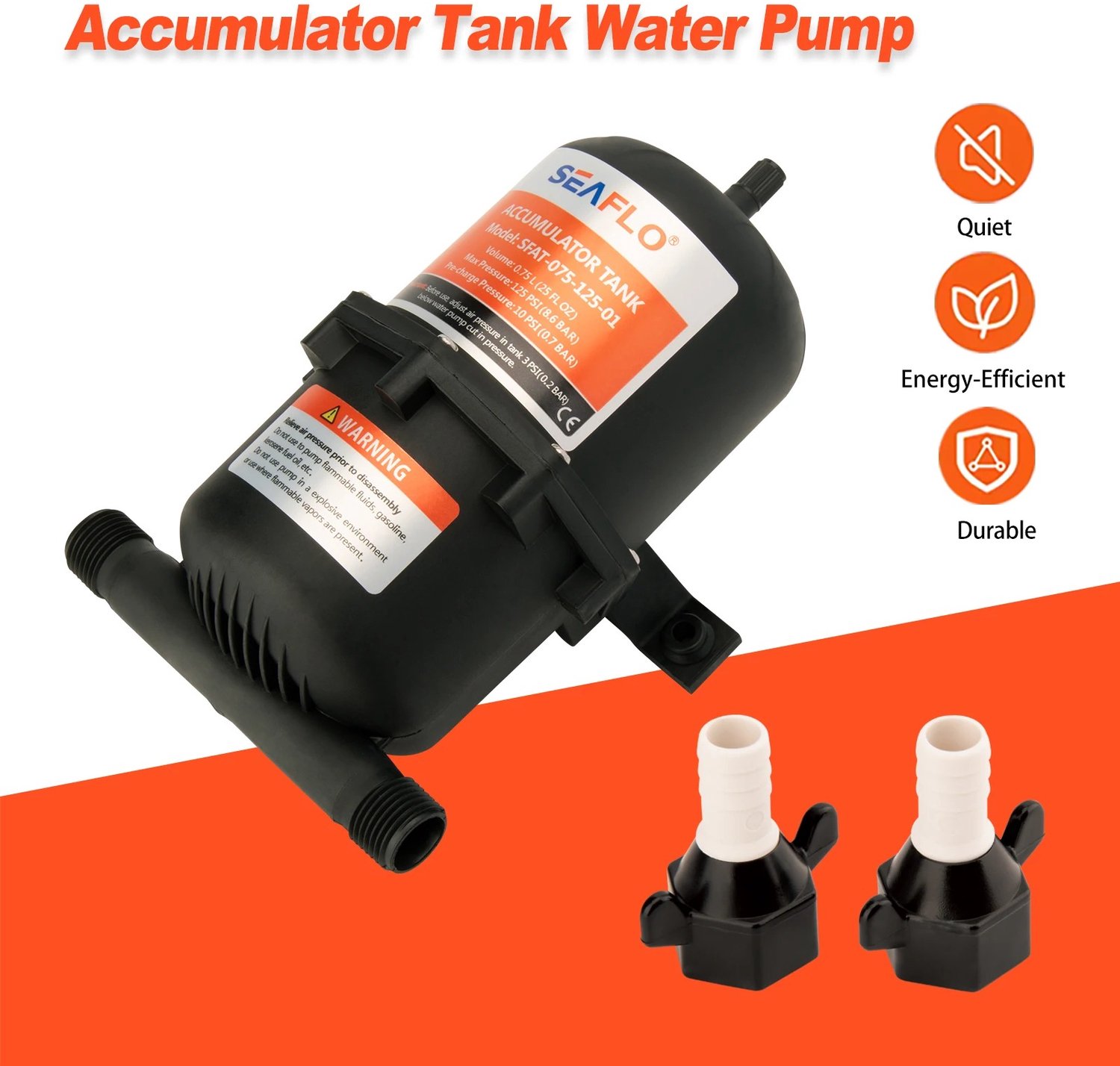 Cherrys Finds - Drukvat Wateraccumulatortank - 0,75L - Voor Constante Waterdruk in Camper en Boot - Marine Water Accumulator Tank - Mini Druk Accumulator Pomp