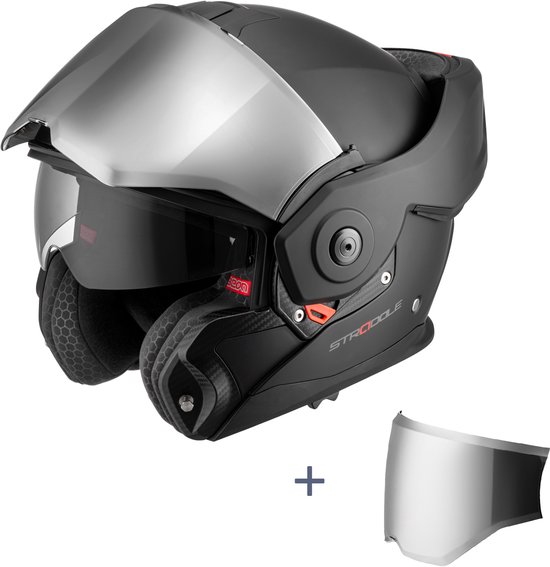 BEON Stradale Motorhelm - M - Systeemhelm met Zonnevizier - 180º Verstelbare integraalhelm - Jethelm - Mat Zwart