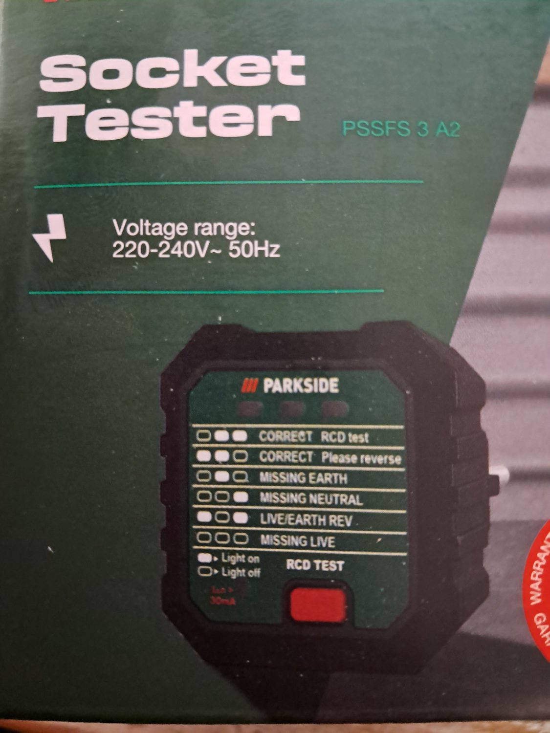 Parkside Stopcontacttester PSSFS 3 A2 - Met FI/RCD-testfunctie - Voor het snel en betrouwbaar testen van stopcontacten, kabelhaspels, apparaatsnoeren en aansluitkabels.
