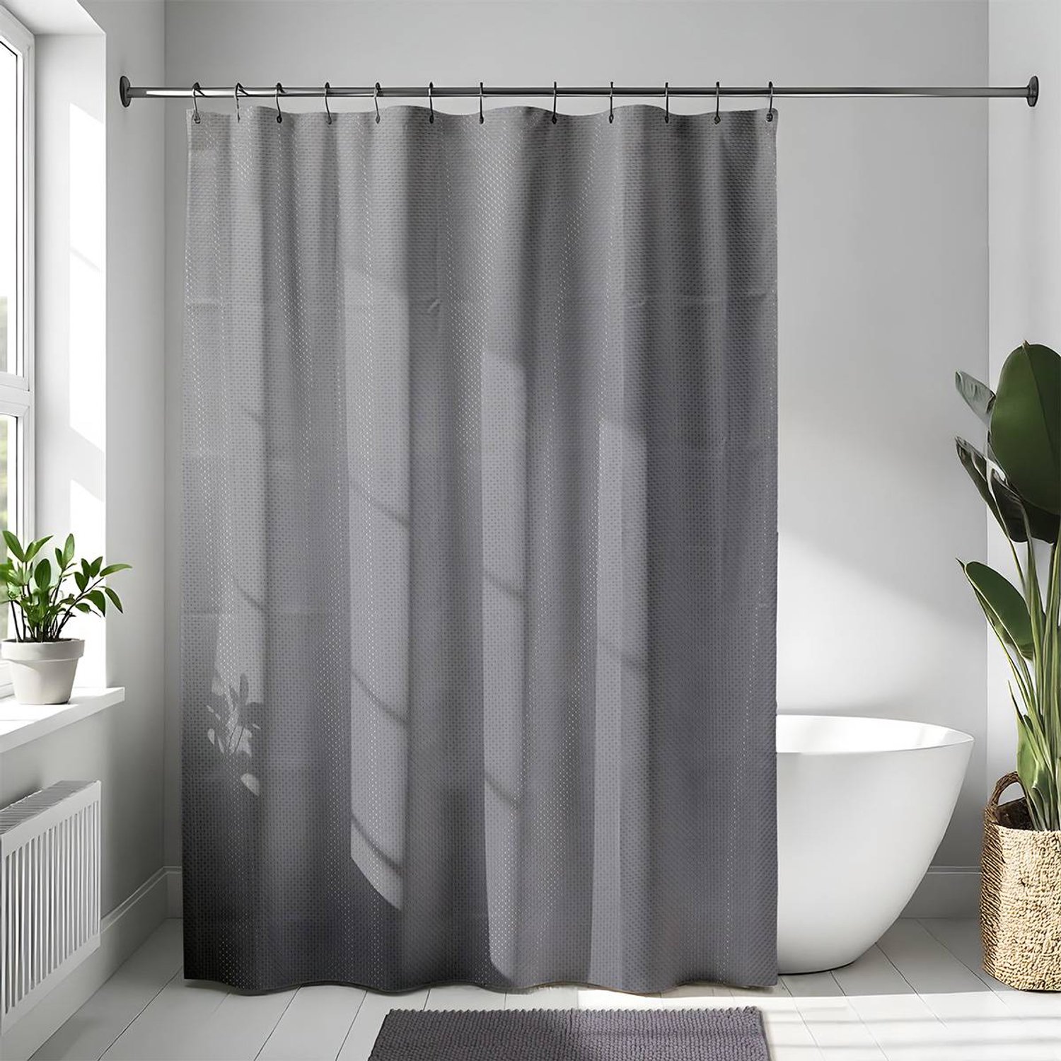 Rideau de douche en polyester à motifs diamants 180 x 200 cm gris