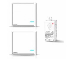 PWR4U Draadloze lichtschakelaars - klik aan klik uit bediening - Set met ontvanger (schakelunit) – Snelle montage op wand - Wisselschakelaars