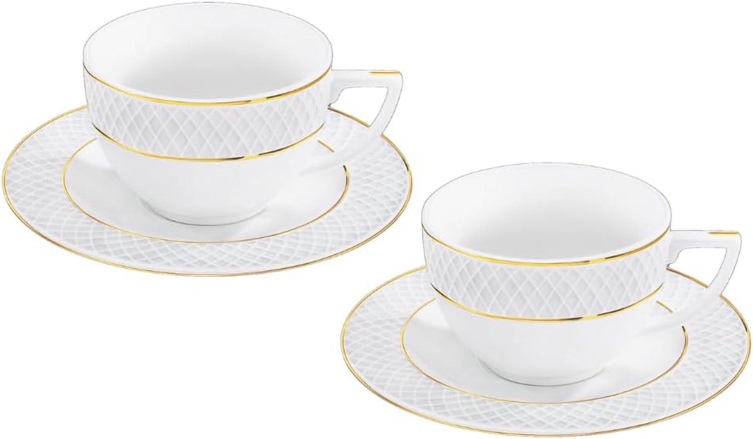Wilmax Cappuccinokop 170 ml Wit Goudrand Porselein Set van 2