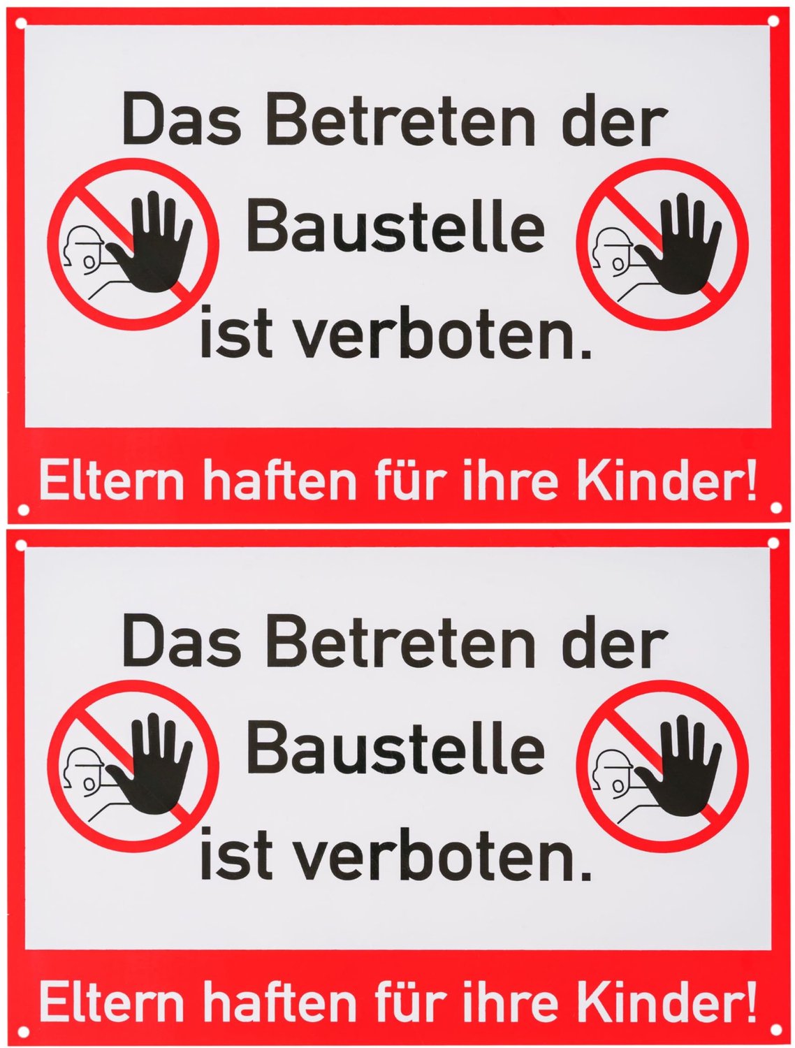 Waarschuwingsbord 'Toegang tot de bouwplaats verboden' - 2 stuks 30 x 20 cm PVC