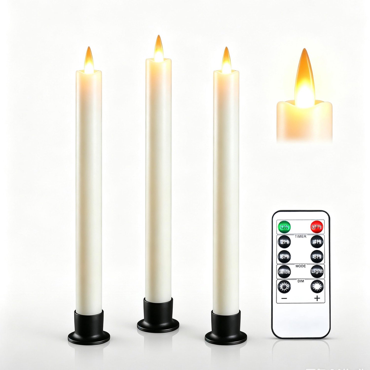 LED Flameless Cone Kaars met Afstandsbediening, Set van 3