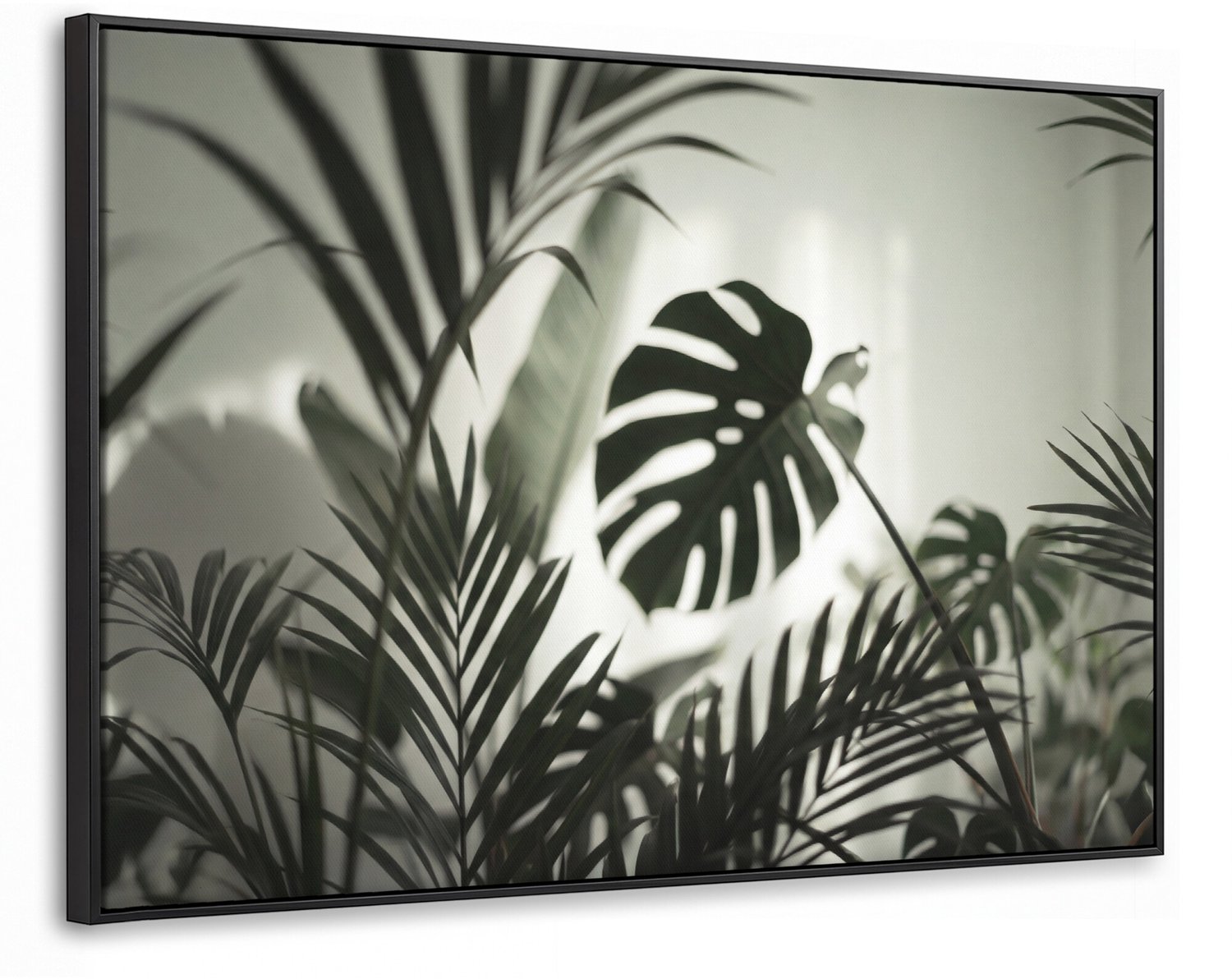 Canvas Schilderij met Baklijst - Planten - Bladeren - Natuur - Minimalistisch - Groen