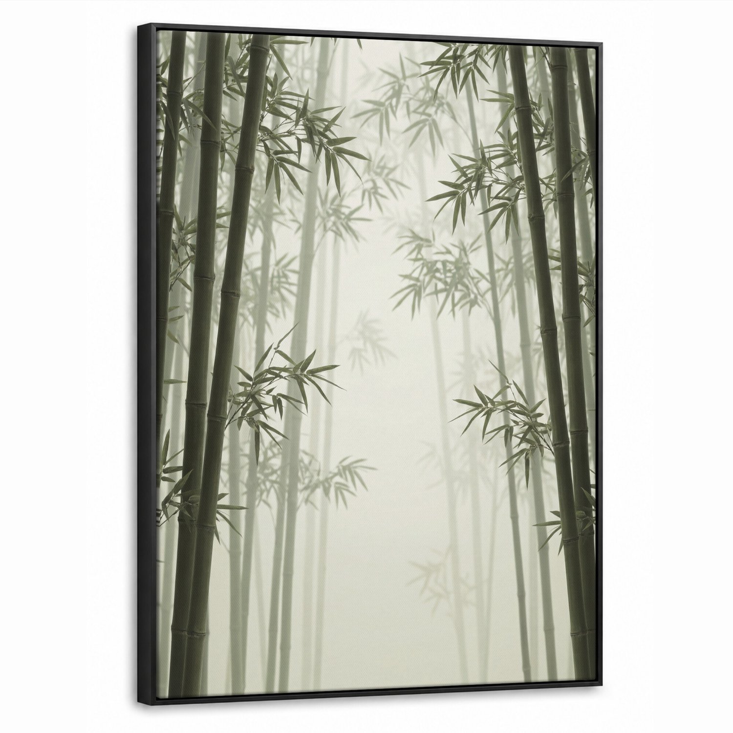 Canvas Schilderij met Baklijst - Bamboe - Bos - Mist - Natuur