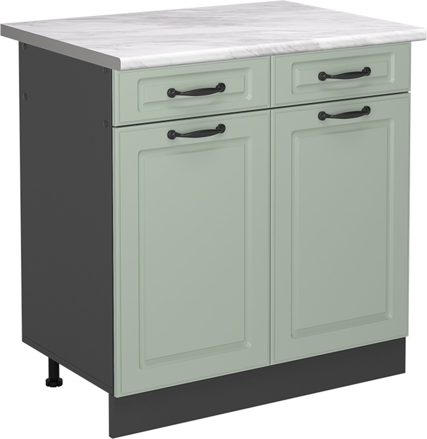 Vicco Keukenonderkast R-Line, Mint landelijk/Antraciet, 80 cm marmer werkblad