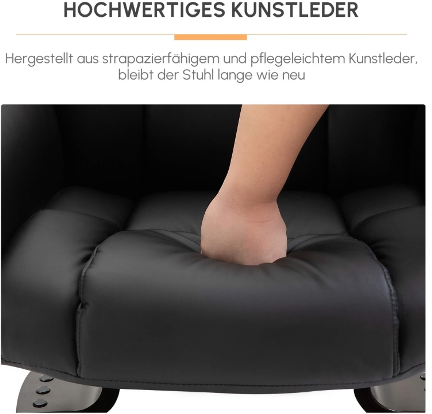 MIVRAY Relaxfauteuil 79 x 82 x 101 cm - Massage Met 10 Punten en Tot 145 Graden Kantelbaar - Voor de Woonkamer - Gebonden Leer - Zwart – foto 8
