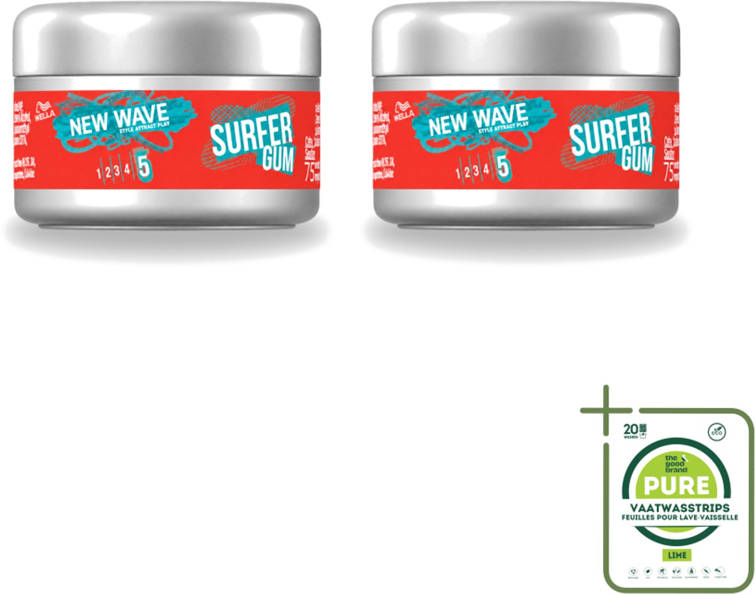 2 x Wella – New Wave Ultimate Effect Surfer Gum - 75 ml - Grootverpakking - Vaatwasstrips - Haarstructuur - Haartextuur - Haardefinitie - Haarfixatie - Haarstijl