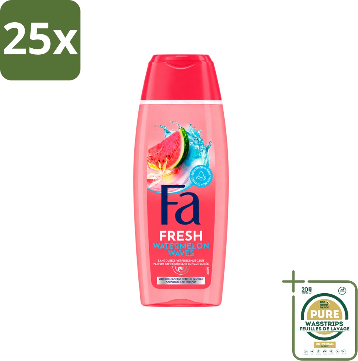 25 x Fa – Douchegel – Watermelon Waves – 250 ml - Wasstrips - Douchegel - Tropische Geur - Hydraterende Douchegel - Douchegel Voor Huid - Douchegel Voor Exotische Geur