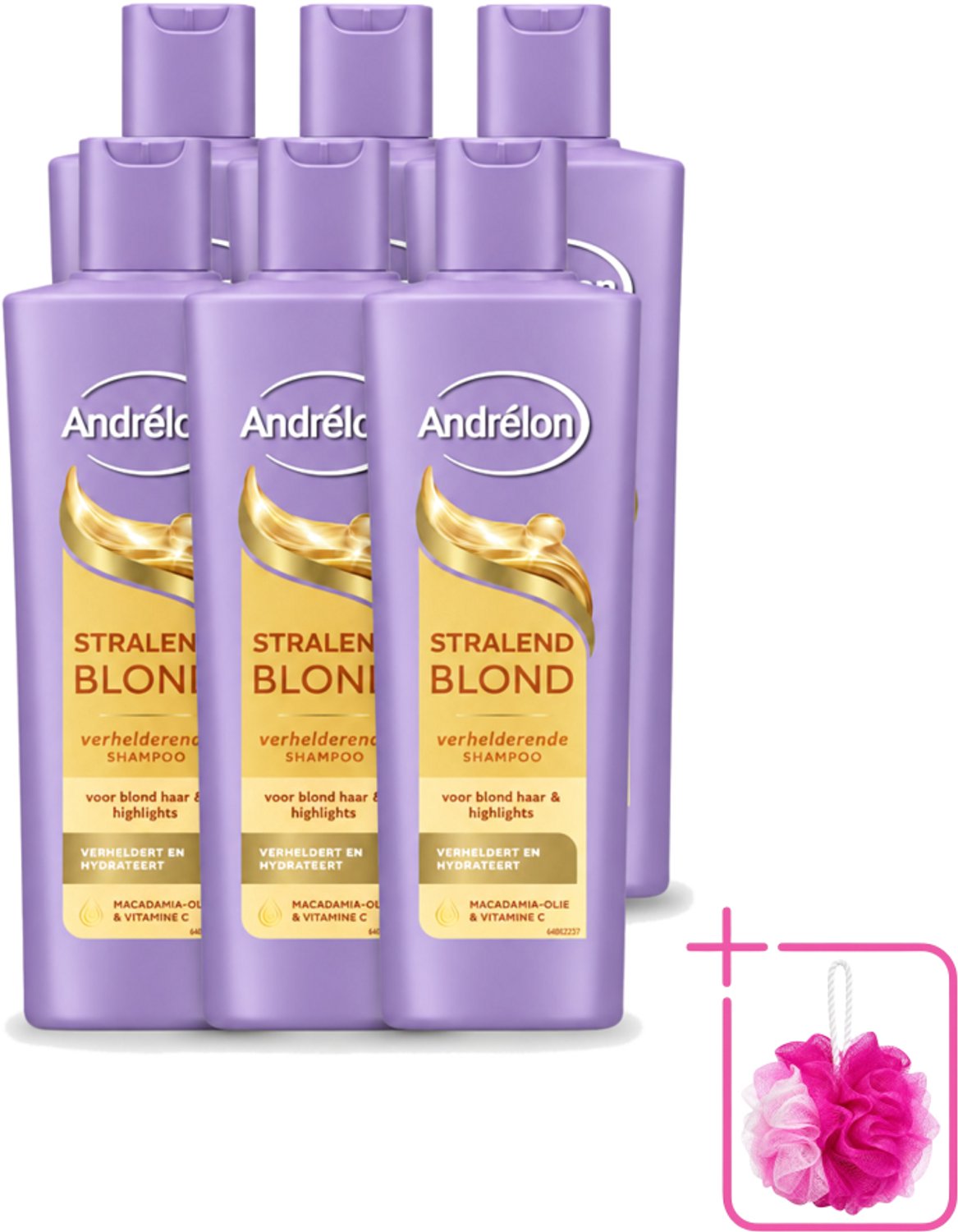 6 x Andrélon – Shampoo – Stralend Blond – 250 ml - Bulkverpakking - Blond haar - Douchemop - Glans