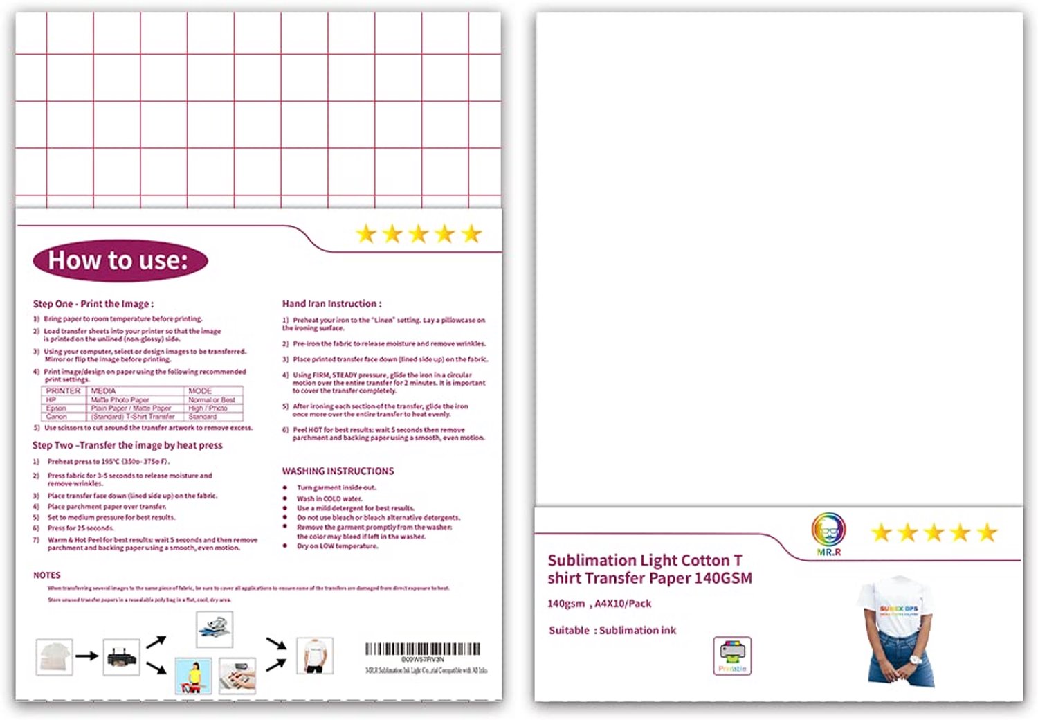 Sublimatie Inkten voor T-shirt Heat Transfer Papier A4