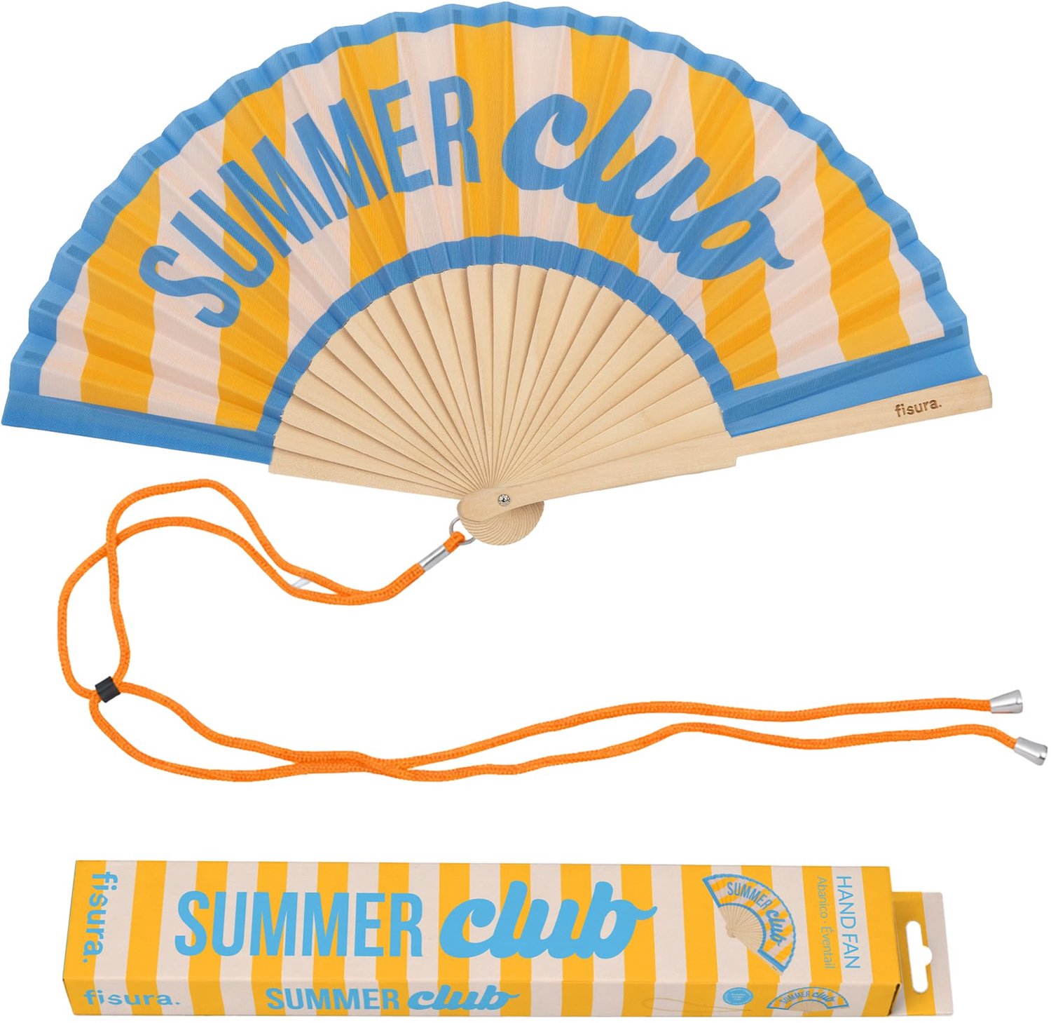 Houten Handfan 'Summer Club' - Kleurrijk en Modern