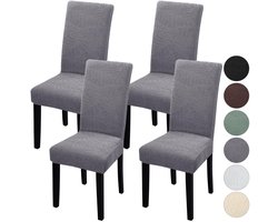 Fuloon Stretch Stoelhoezen Set van 4 - Jacquard Leaf Design