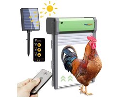 UniEgg™ Premium NestGuard Automatische kippenluik met daglicht sensor, zonnepaneel + afstandsbediening - duurzaam - hoge kwaliteit - Hokopener voor dieren – Chickenguard – Kippenhok deur - dierenluik - Premium luik op zonnepaneel + veiligheidsfunctie